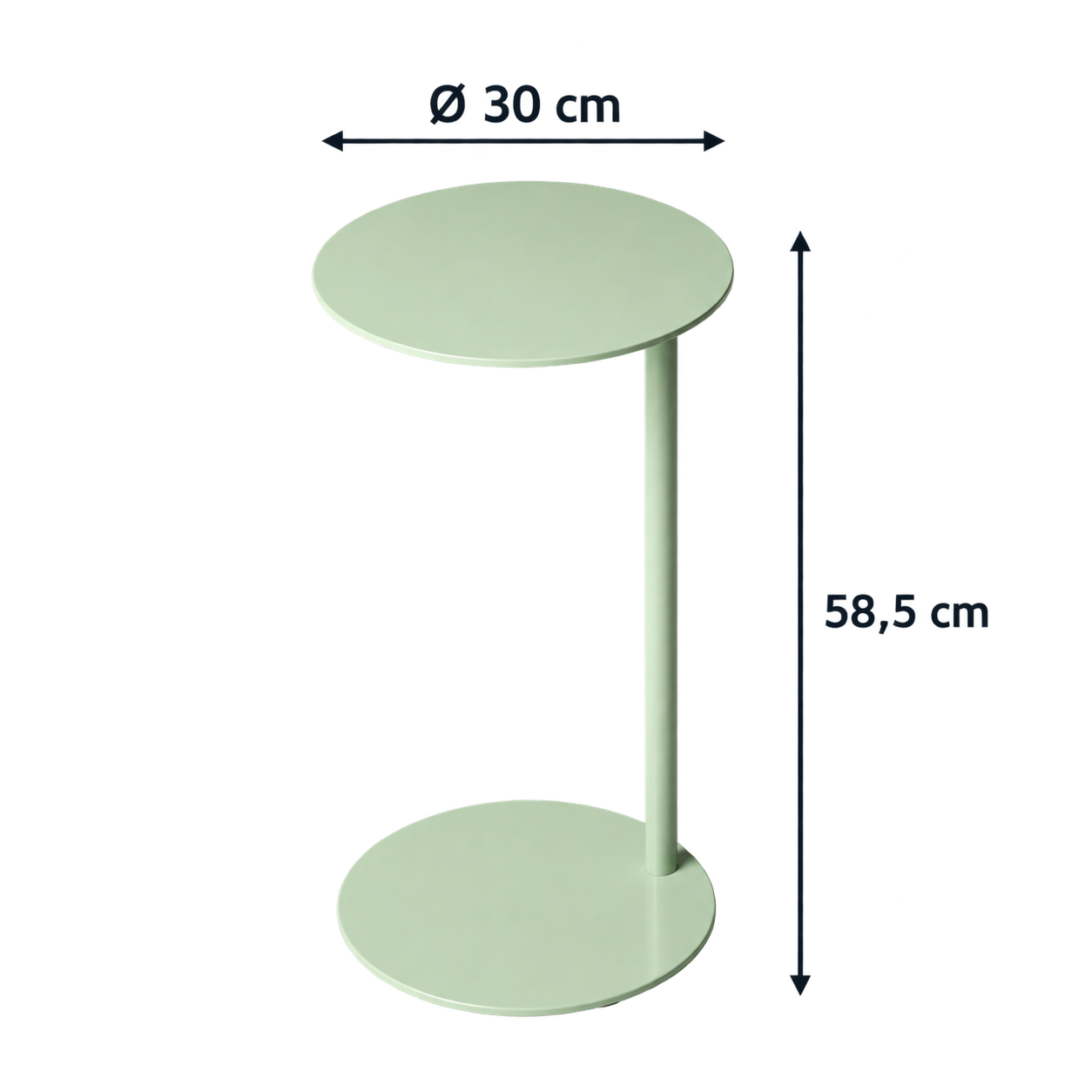 Beistelltisch in Mint: 30 cm Durchmesser und 58,5 cm Höhe