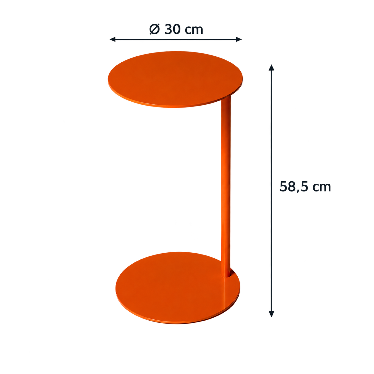 Beistelltisch in Orange: 30 cm Durchmesser und 58,5 cm Höhe